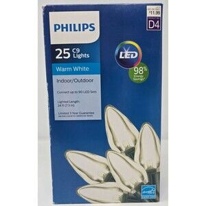 Philips 25 C9 LED Christmas Lights Warm White Indoor Outdoor 24ft Green Wire